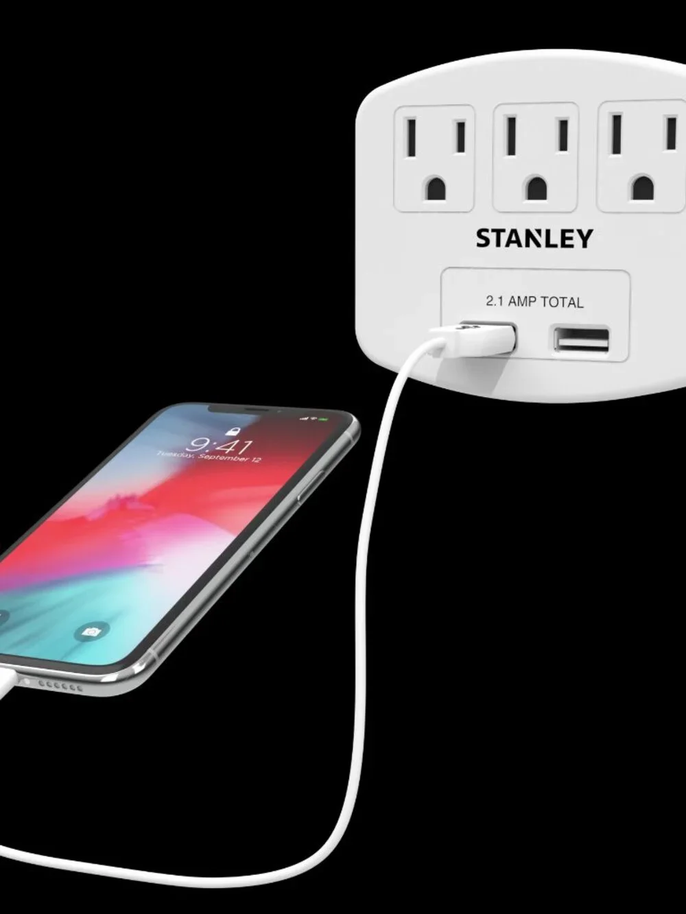 3 Outlet Power Extender With 2 USB Charger Port Wall Adapter Tap